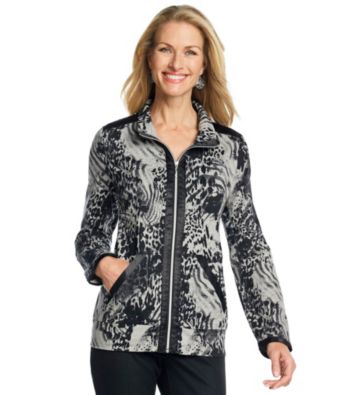 Laura Ashley® Satin Trim Printed Knit Jacket