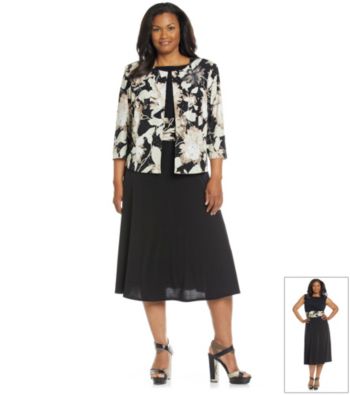 Jessica Howard® Plus Size Sequin Floral Print Jacket and Dress