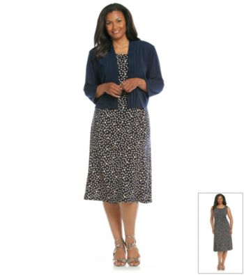 Jessica Howard® Plus Size Dot Print Dress and Jacket