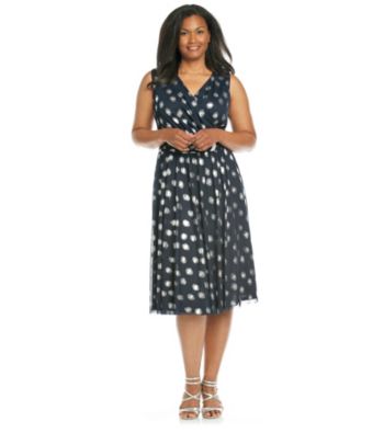 Jessica Howard® Plus Size Mesh Dot Surplice Dress