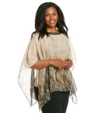 AGB® Plus Size Woven Poncho