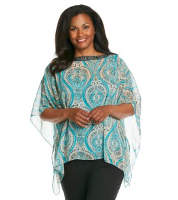 AGB® Plus Size Woven Poncho