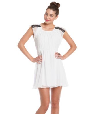 Jump® Juniors' Dot Lace Shoulder Dress