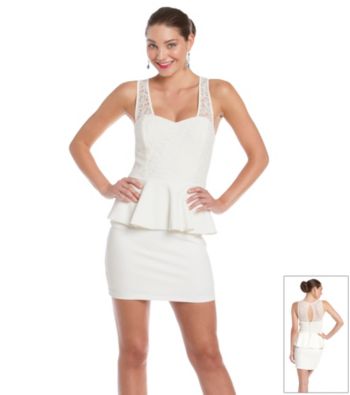 Emerald Sundae® Juniors' Lace Peplum Dress