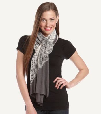 The Accessory Collective Juniors' Gauze Overlay With Sequins Scarf