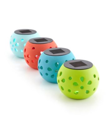 LivingQuarters Round Ceramic Pot with Solar Light