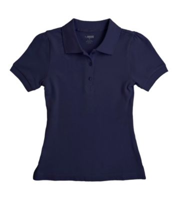French Toast® Girls' 4-16 Navy Short Sleeve Stretch Pique Polo