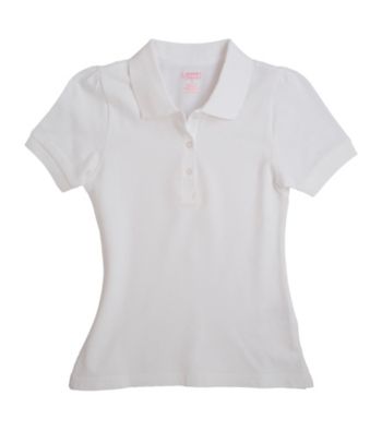 French Toast® Girls' 4-16 White Short Sleeve Stretch Pique Polo