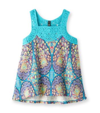 Jessica Simpson Girls' 7-16 Blue Payson Lace Crochet Top