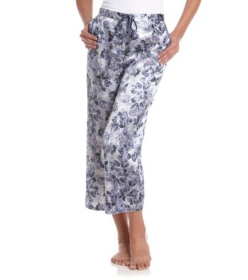 Chanteuse® Blue Multi Satin Crop Pants - Lily Pond