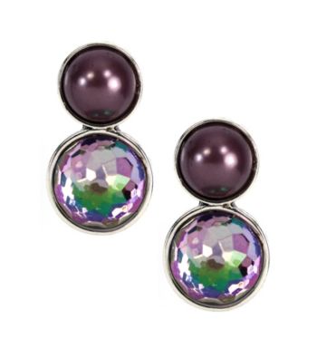 Napier® Silvertone and Purple Button Stud Earrings
