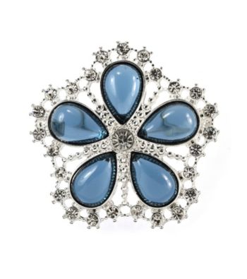 Napier® Boxed Silvertone and Blue Floral Motif Pin
