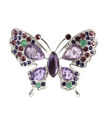 Napier® Boxed Silvertone and Purple Butterfly Pin
