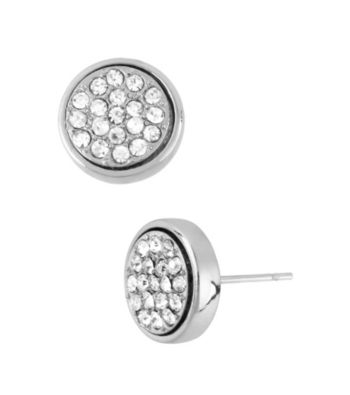 Kenneth Cole® Silvertone Pave Round Stud Earrings