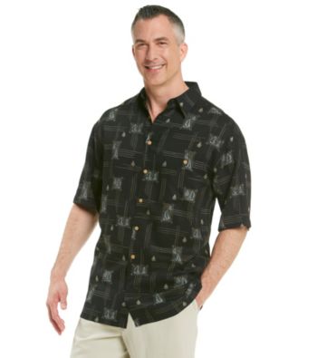Paradise Collection® Men's Midnight Black Sailboat Short Sleeve Woven Shirt