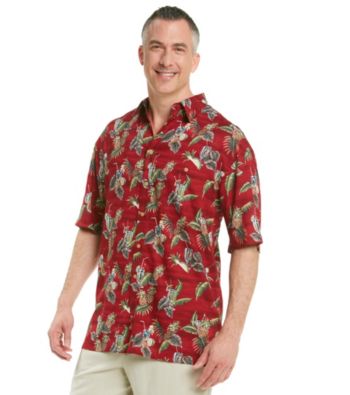 Paradise Collection® Men's Lobster Tail Red Short Sleeve Pineapple Woven Shirt