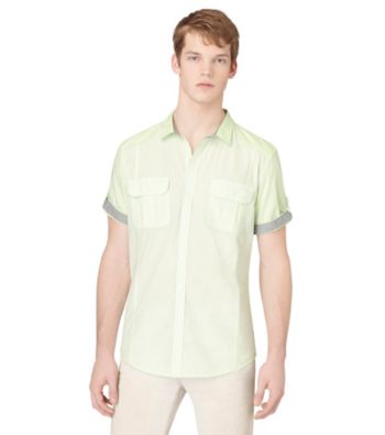 Calvin Klein Jeans® Men's Green Knoll Short Sleeve Sector Check Woven