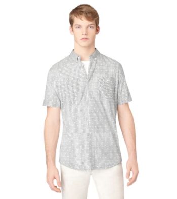 Calvin Klein Jeans® Men's Misty White Short Sleeve Rarity Plaid Woven