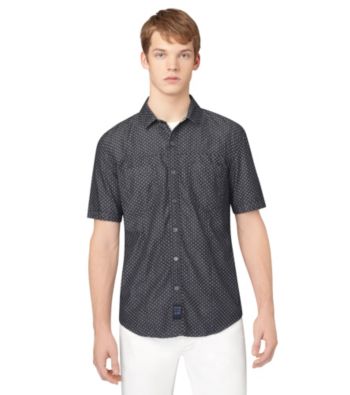 Calvin Klein Jeans® Men's Short Sleeve Dark Rinse Denim Dot Woven