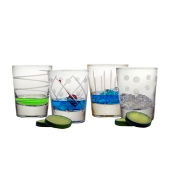 Susquehanna Glass Carousel Mixed Cut Glass Collection Set of 4 Double Old Fashioned Glasses