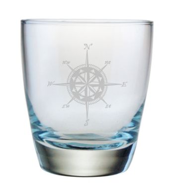 Susquehanna Glass Compass Rose Set of 4 Double Old Fashioned Rocks Glasses