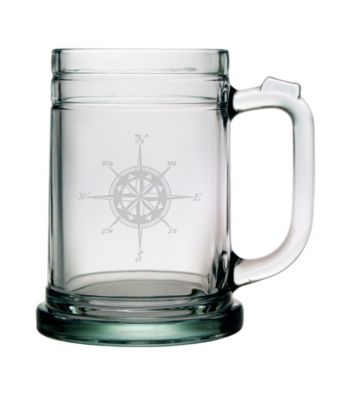 Susquehanna Glass Compass Rose Set of 4 Tankard Mugs