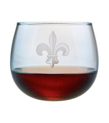 Susquehanna Glass Fleur De Lis Collection Set of 4 Stemless Wine Glasses