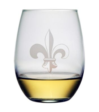 Susquehanna Glass Fleur De Lis Collection Set of 4 Stemless Wine Glasses