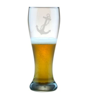 Susquehanna Glass Nautical Anchor Set of 4 Weizenbier Pilsner Glasses