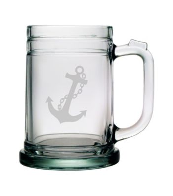 Susquehanna Glass Nautical Anchor Set of 4 Tankard Mugs