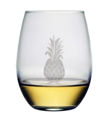 Susquehanna Glass Pineapple Collection Set of 4 Stemless Wine Glasses