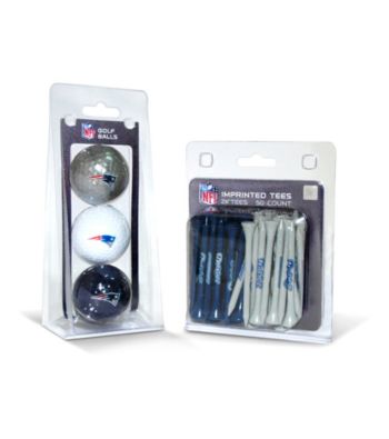 New England Patriots Blue/Silver 3 Ball Pack and 50 Tee Pack