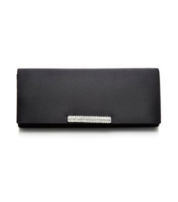 La Regale® Black Rhinestone Satin Clutch