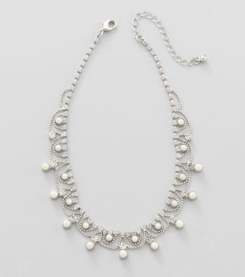 Studio Works® Pearl, Silvertone and Crystal Necklace