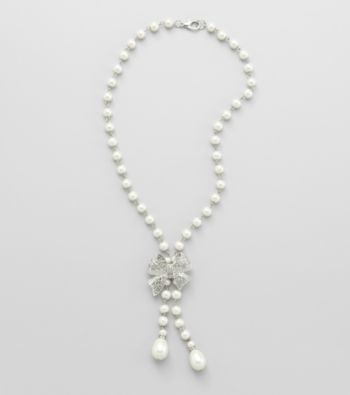 Studio Works® Pearl and Silvertone Bow Necklace