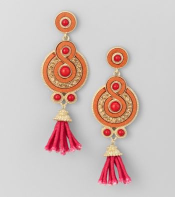 Relativity® Orange Post Drop Earrings with Tassel