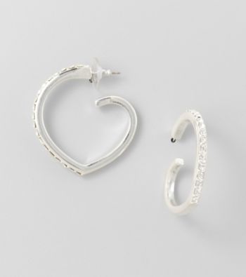 BT-Jeweled Crystal Heart Hoop Earrings