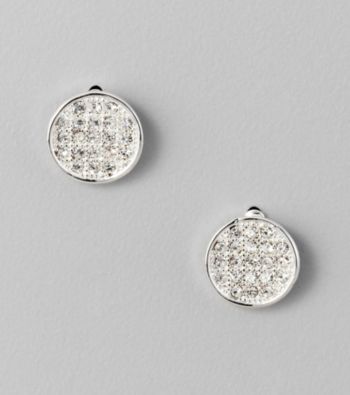 BT-Jeweled Silvertone Button Earrings