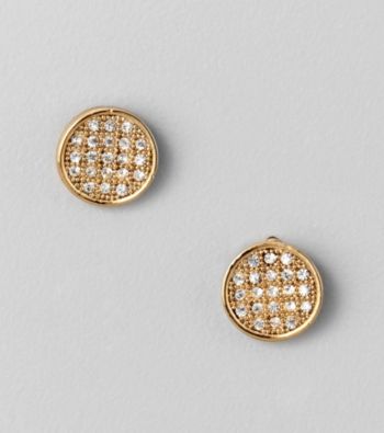 BT-Jeweled Goldtone Button Earrings