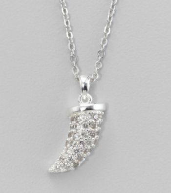 BT-Jeweled Silvertone Horn Pendant