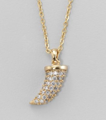 BT-Jeweled Goldtone Horn Pendant