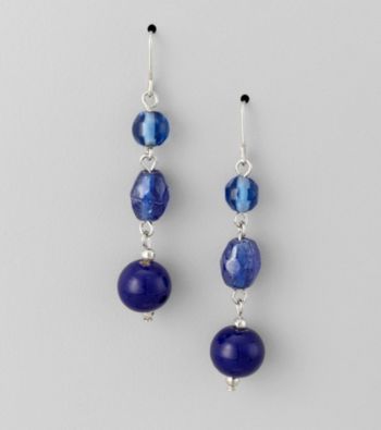 Studio Works® Cobalt and Silvertone Drop Earrings
