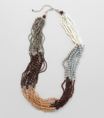 Studio Works® Natural and Silvertone Seed Bead Necklace