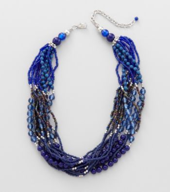 Studio Works® Cobalt and Silvertone Seed Bead Necklace