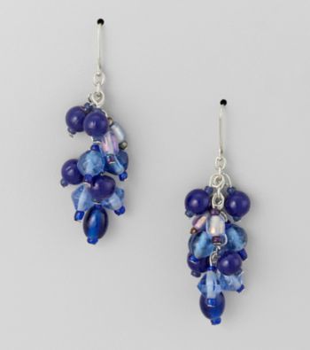 Studio Works® Cobalt and Goldtone Cluster Earrings