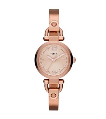 Fossil® Women's Mini Georgia Bangle Watch in Rose Goldtone with Adjust-O-Matic Links