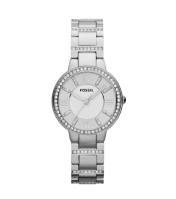 Fossil® Women's Mini Georgia Bangle in Stainless Steel with Adjust-O-Matic Links