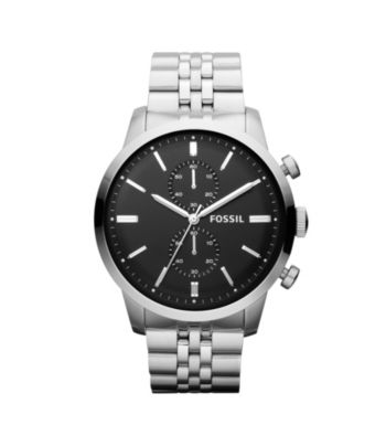 Fossil® Men's Townsman Watch in Silvertone and Black