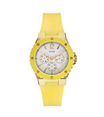 Guess Yellow Feminine Sport Watch with Faux Carbon Fiber Dial