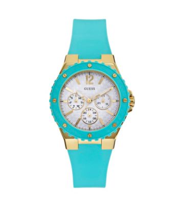 Guess Turquoise Feminine Sport Watch with Faux Carbon Fiber Dial
